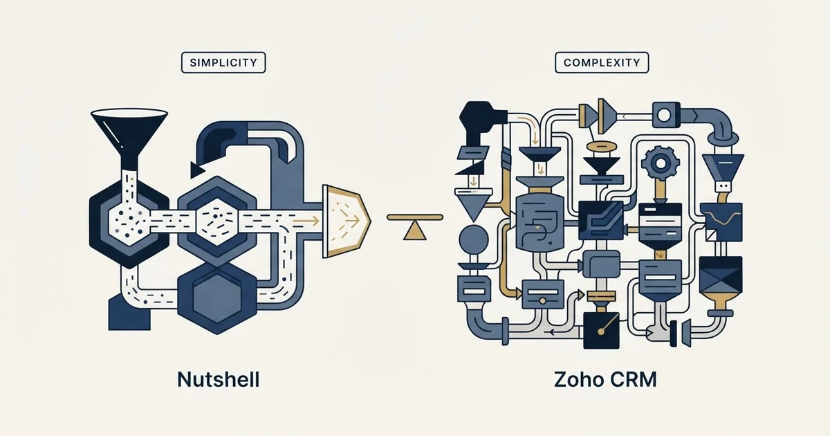 Editorial illustration for Nutshell vs Zoho CRM