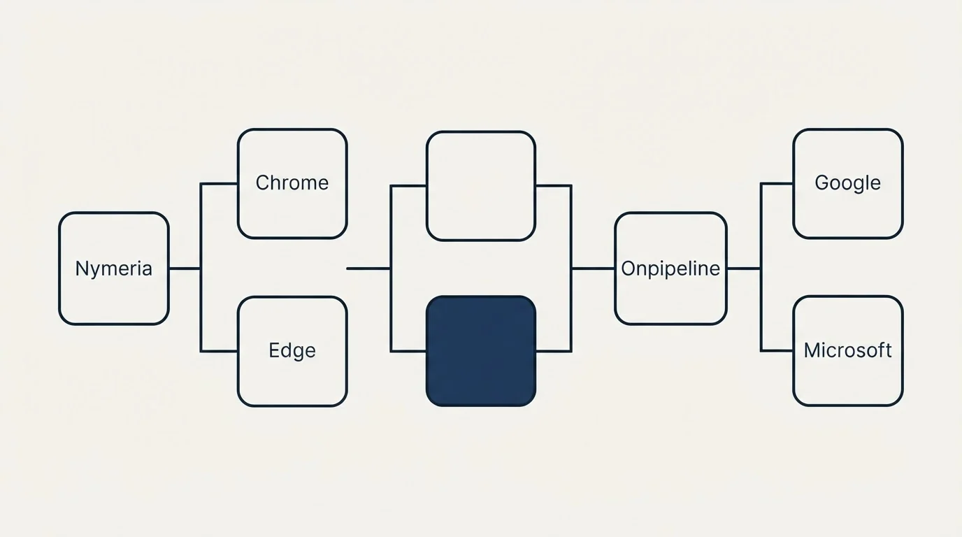 Integration flow: Integration Ecosystem (Nymeria, Onpipeline, Chrome, Google)