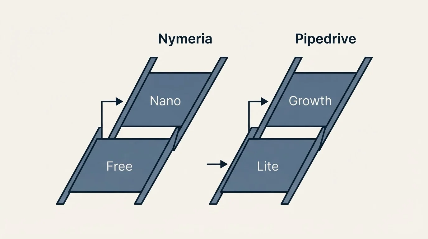 Pricing ladder: Pricing Comparison (Nymeria, Pipedrive, Free, Lite)
