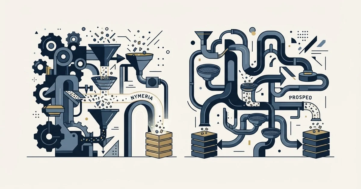 Editorial illustration for Nymeria vs Prospeo