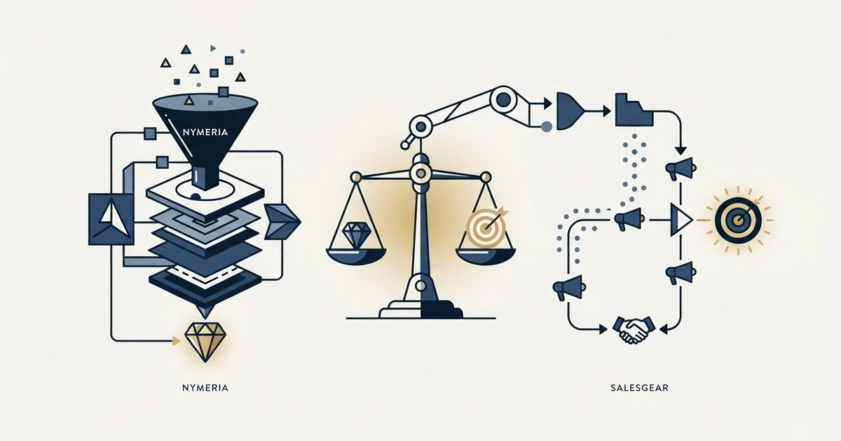 Editorial illustration for Nymeria vs Salesgear