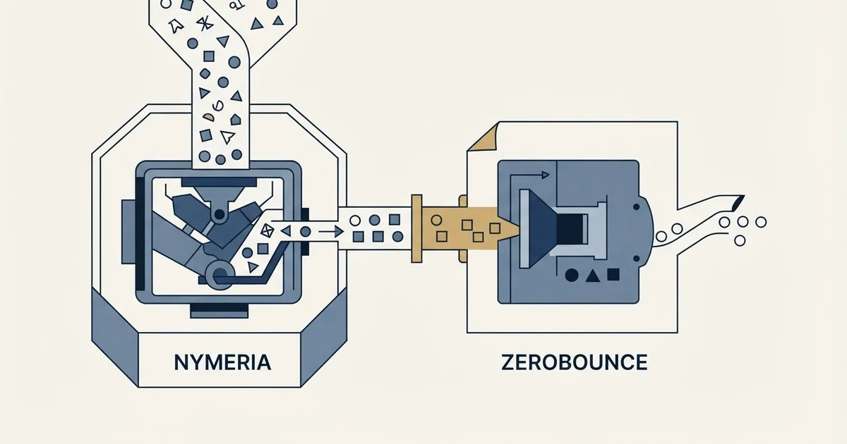 Editorial illustration for Nymeria vs ZeroBounce