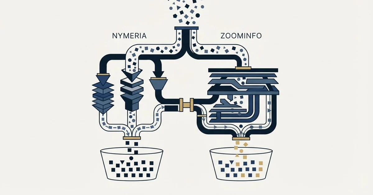 Editorial illustration for Nymeria vs ZoomInfo