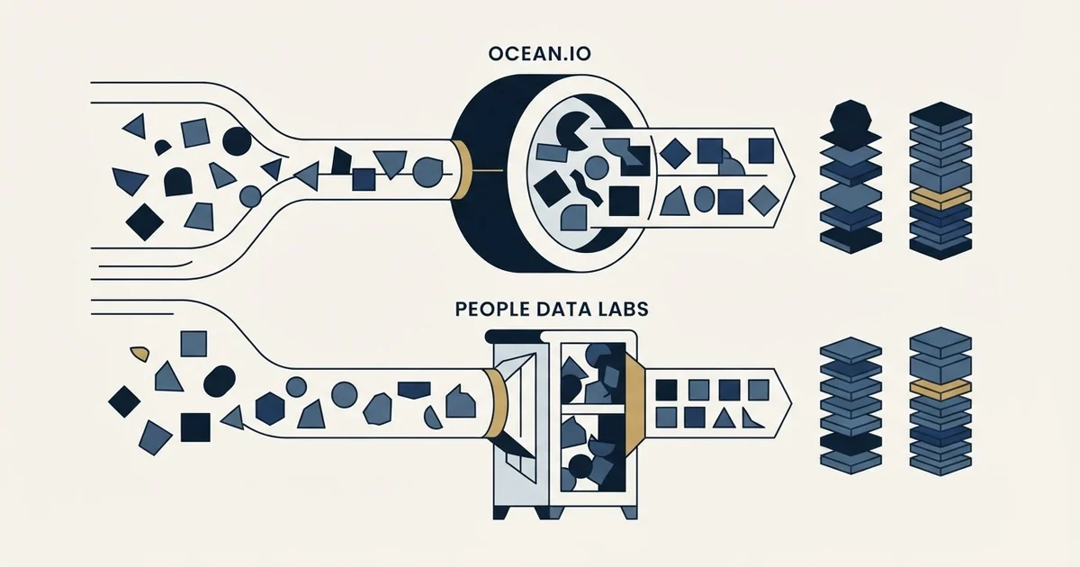 Editorial illustration for Ocean.io vs People Data Labs