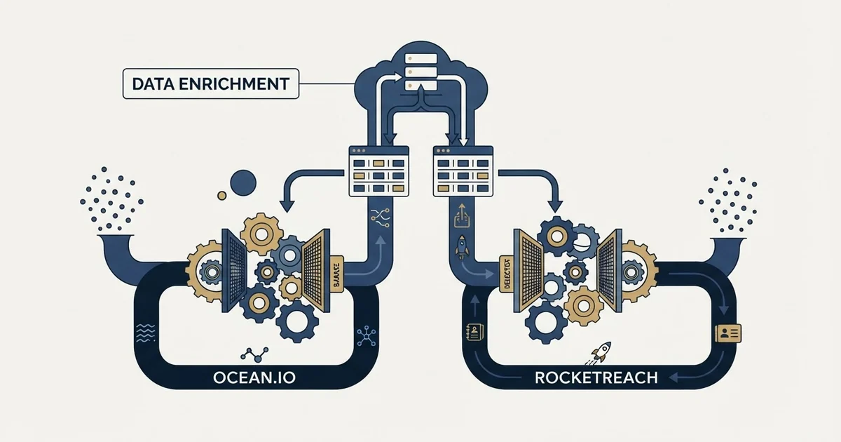 Editorial illustration for Ocean.io vs RocketReach