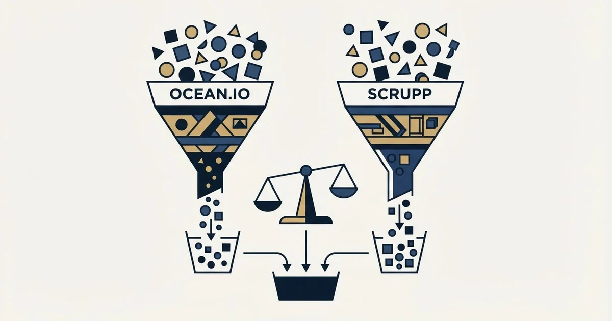 Editorial illustration for Ocean.io vs Scrupp