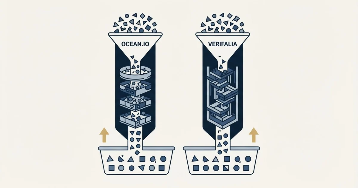 Editorial illustration for Ocean.io vs Verifalia