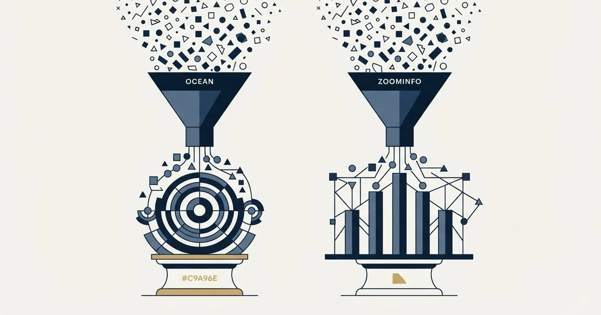 Editorial illustration for Ocean.io vs ZoomInfo