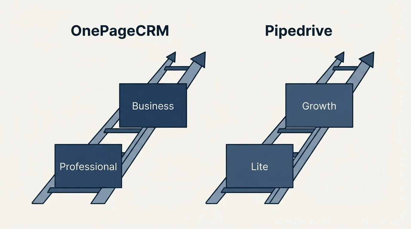 Pricing ladder: Pricing Comparison (OnePageCRM, Pipedrive, Professional, Lite)