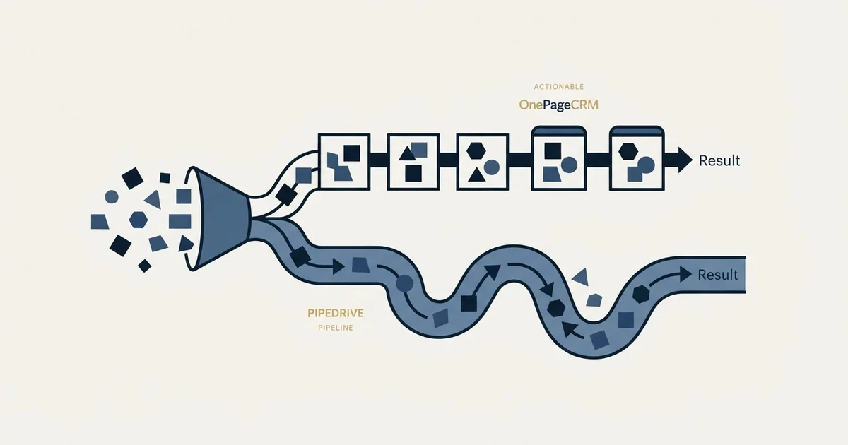 Editorial illustration for OnePageCRM vs Pipedrive
