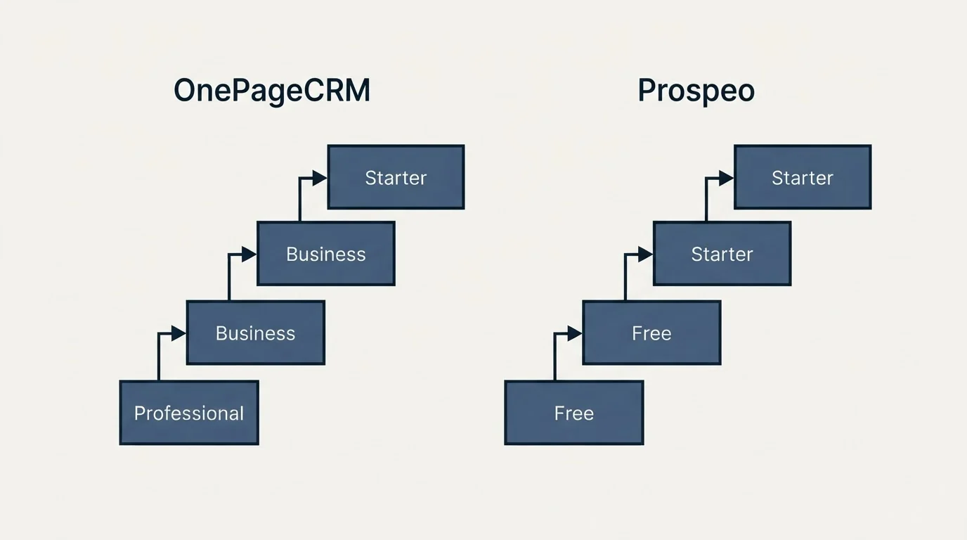 Pricing ladder: Pricing Comparison (OnePageCRM, Prospeo, Professional, Free)