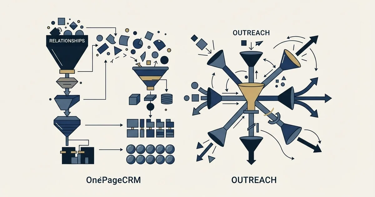 Editorial illustration for OnePageCRM vs Salesforge