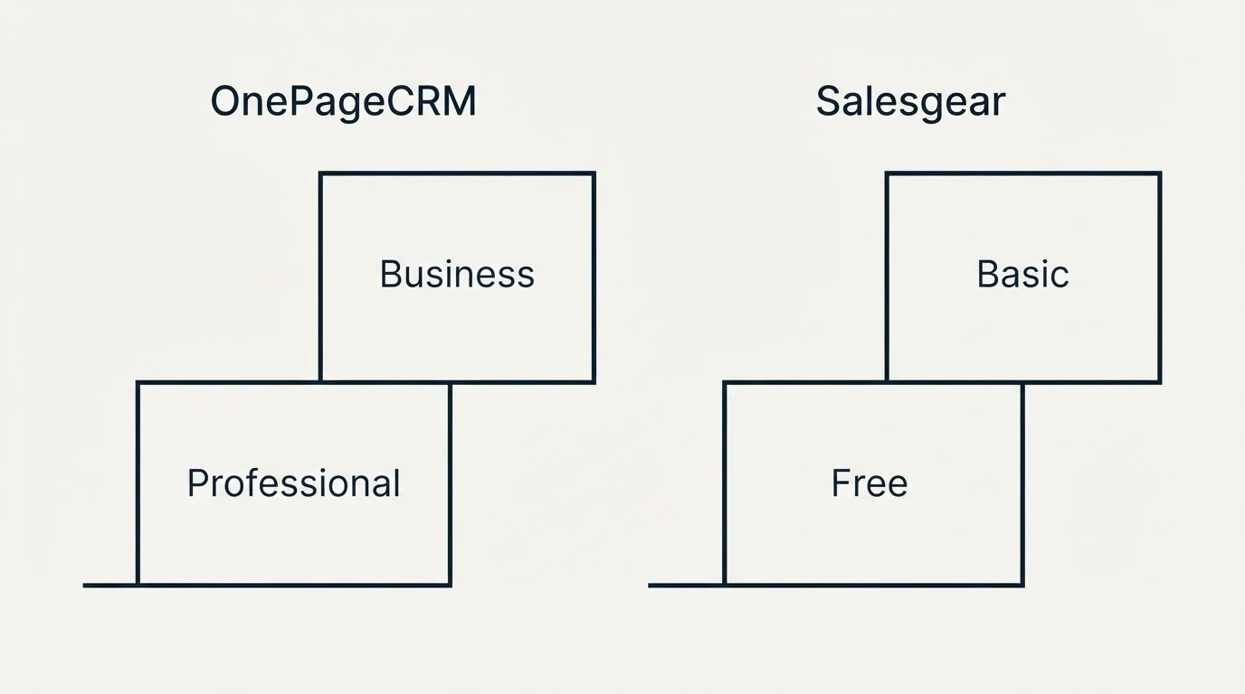 Pricing ladder: Pricing Comparison (OnePageCRM, Salesgear, Professional, Free)