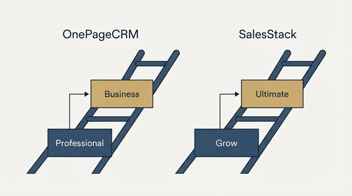 Pricing ladder: Pricing Comparison (OnePageCRM, SalesStack, Professional, Grow)