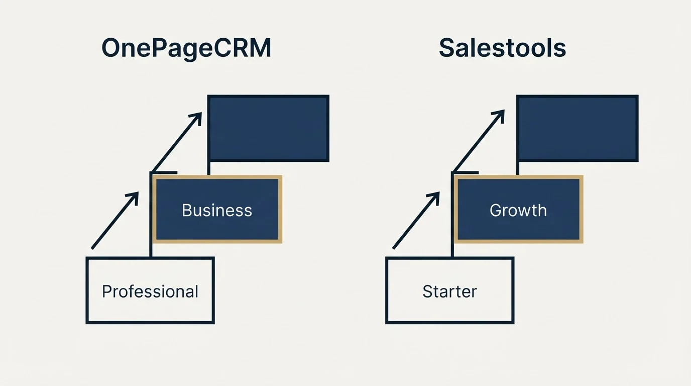 Pricing ladder: Pricing Comparison (OnePageCRM, Salestools, Professional, Starter)