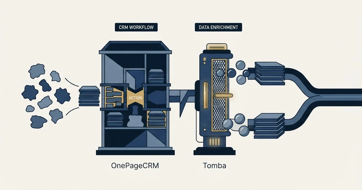Editorial illustration for OnePageCRM vs Tomba
