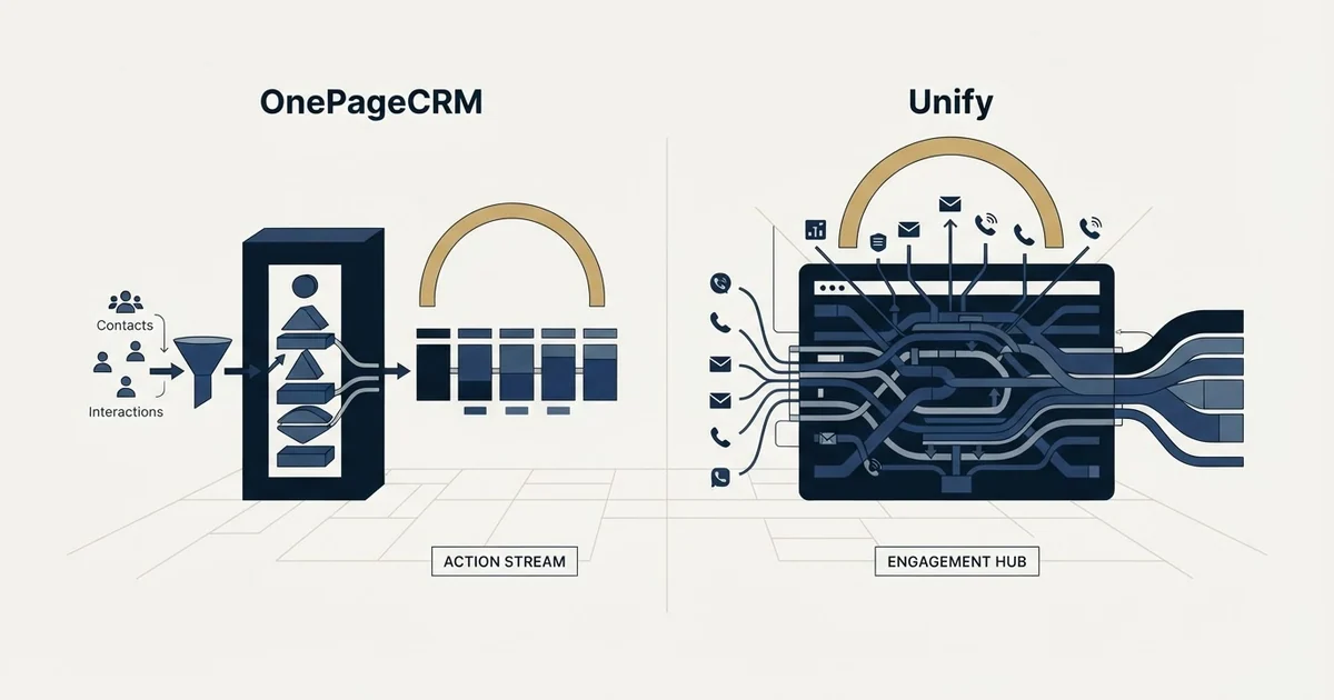 Editorial illustration for OnePageCRM vs Unify
