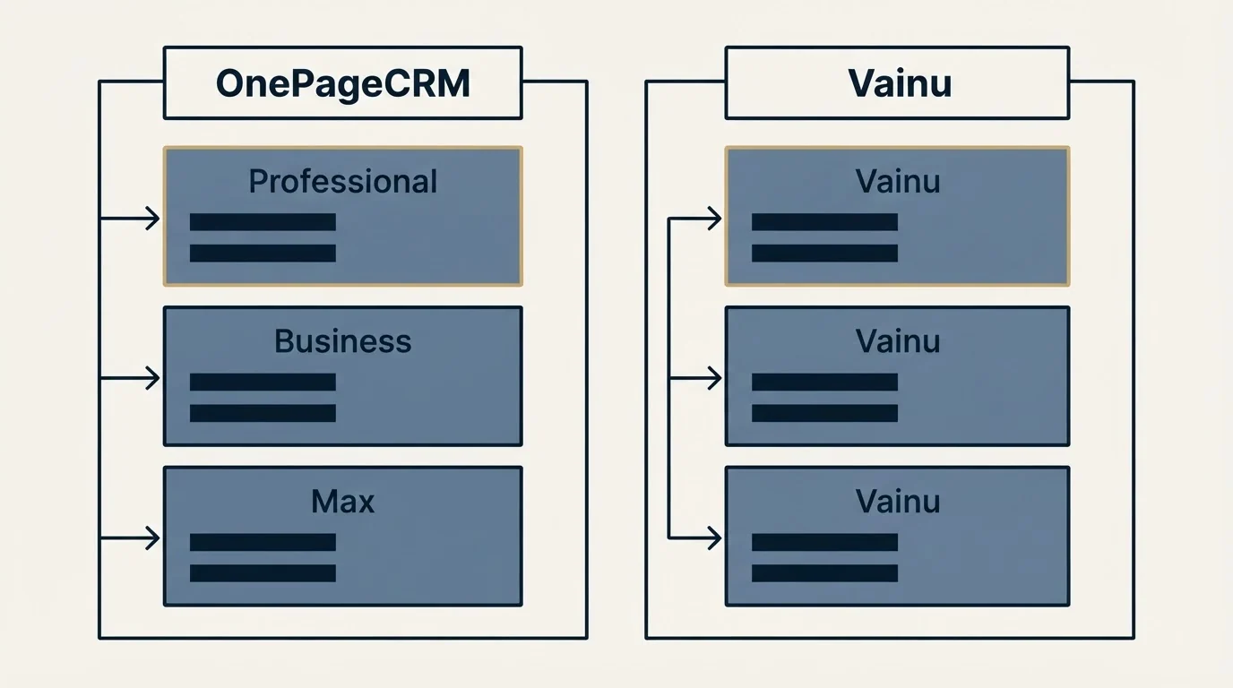 Pricing table: Pricing Comparison (OnePageCRM, Vainu, Professional, Business)