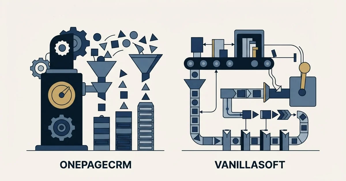 Editorial illustration for OnePageCRM vs Vanillasoft