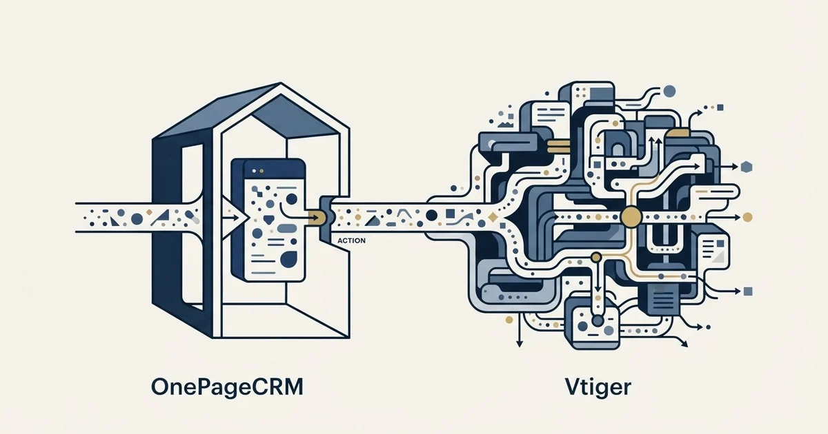 Editorial illustration for OnePageCRM vs Vtiger