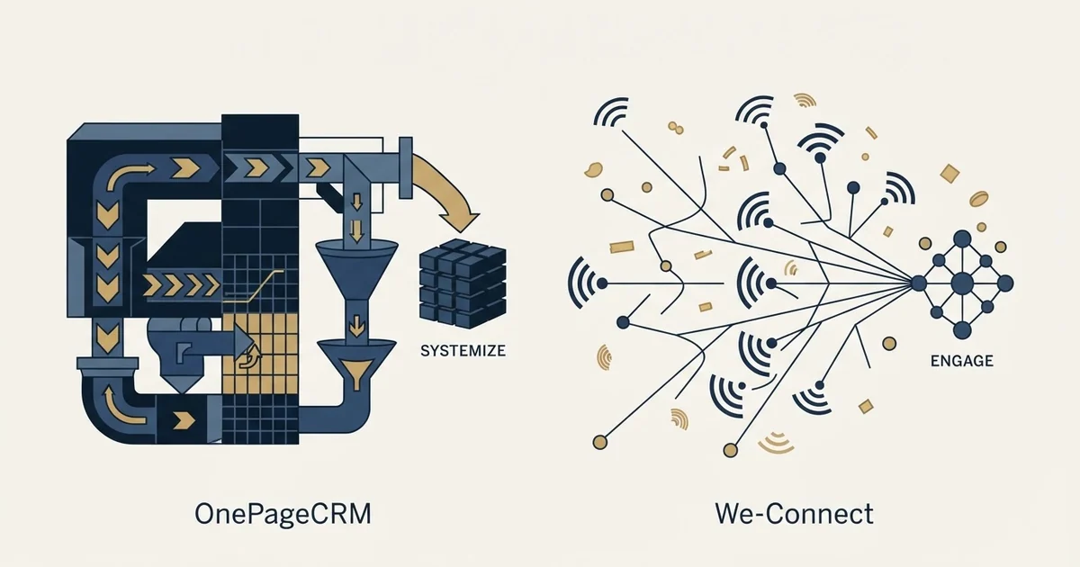 Editorial illustration for OnePageCRM vs We-Connect