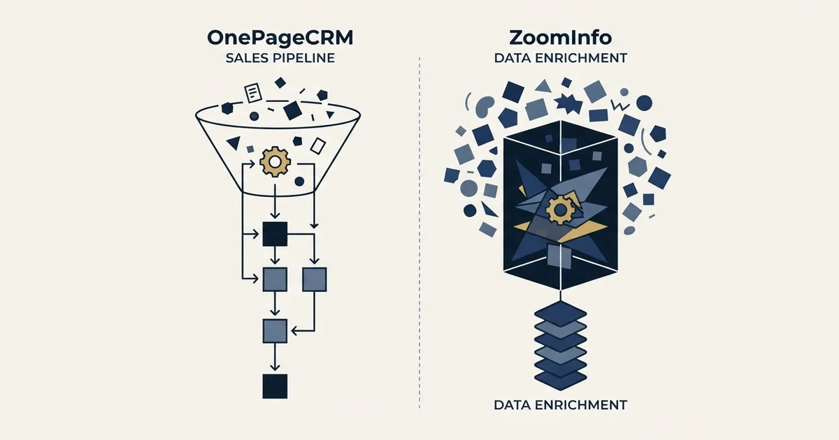 Editorial illustration for OnePageCRM vs ZoomInfo