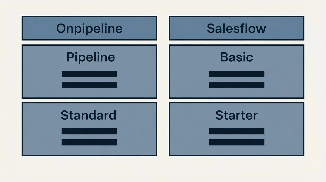 Pricing table: Pricing Comparison (Onpipeline, Salesflow, Pipeline, Basic)