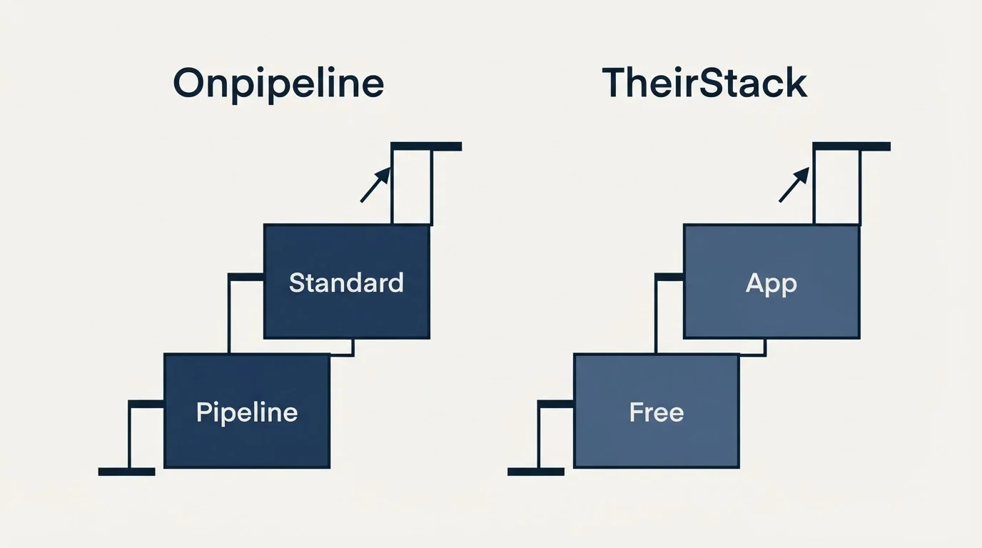Pricing ladder: Pricing Comparison (Onpipeline, TheirStack, Pipeline, Free)