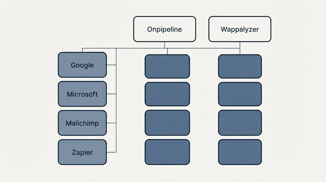 Integration grid: Integration Ecosystem (Onpipeline, Wappalyzer, Google, Microsoft)