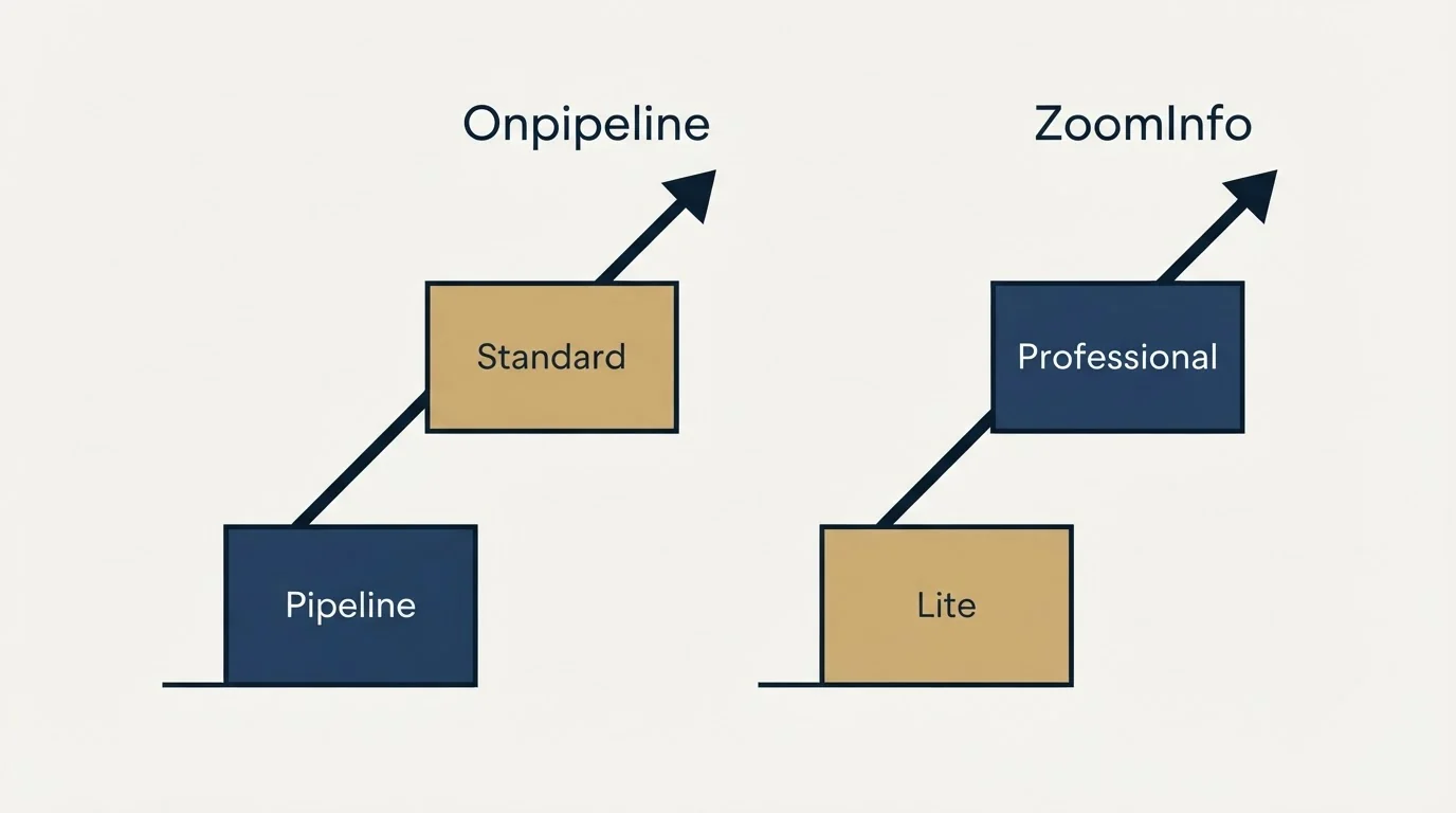 Pricing ladder: Pricing Comparison (Onpipeline, ZoomInfo, Pipeline, Lite)