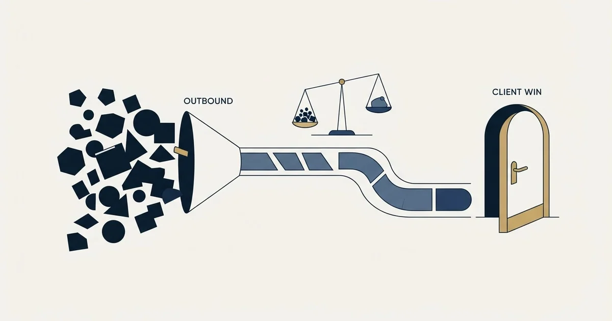 Editorial illustration for Outbound for Recruiters