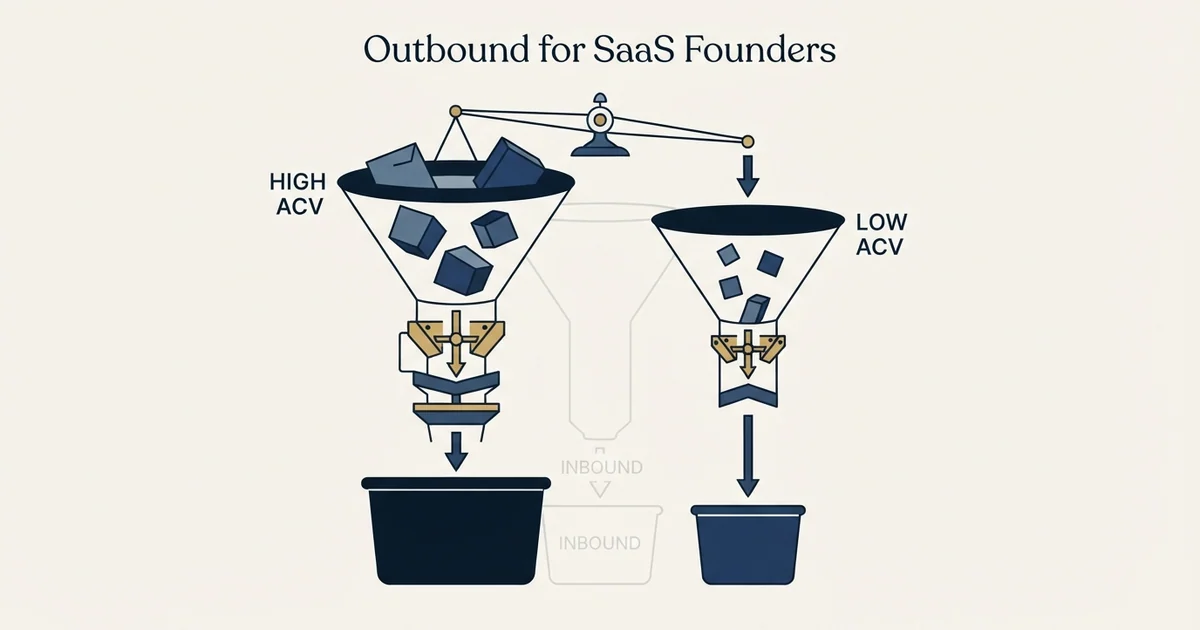 Editorial illustration for Outbound for SaaS Founders