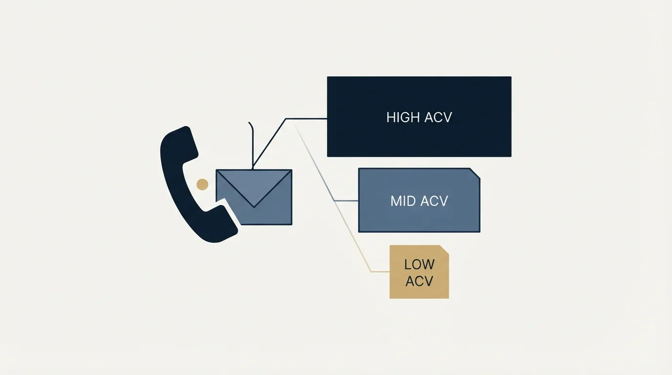Section illustration: to ACV: email primary, LinkedIn supporting