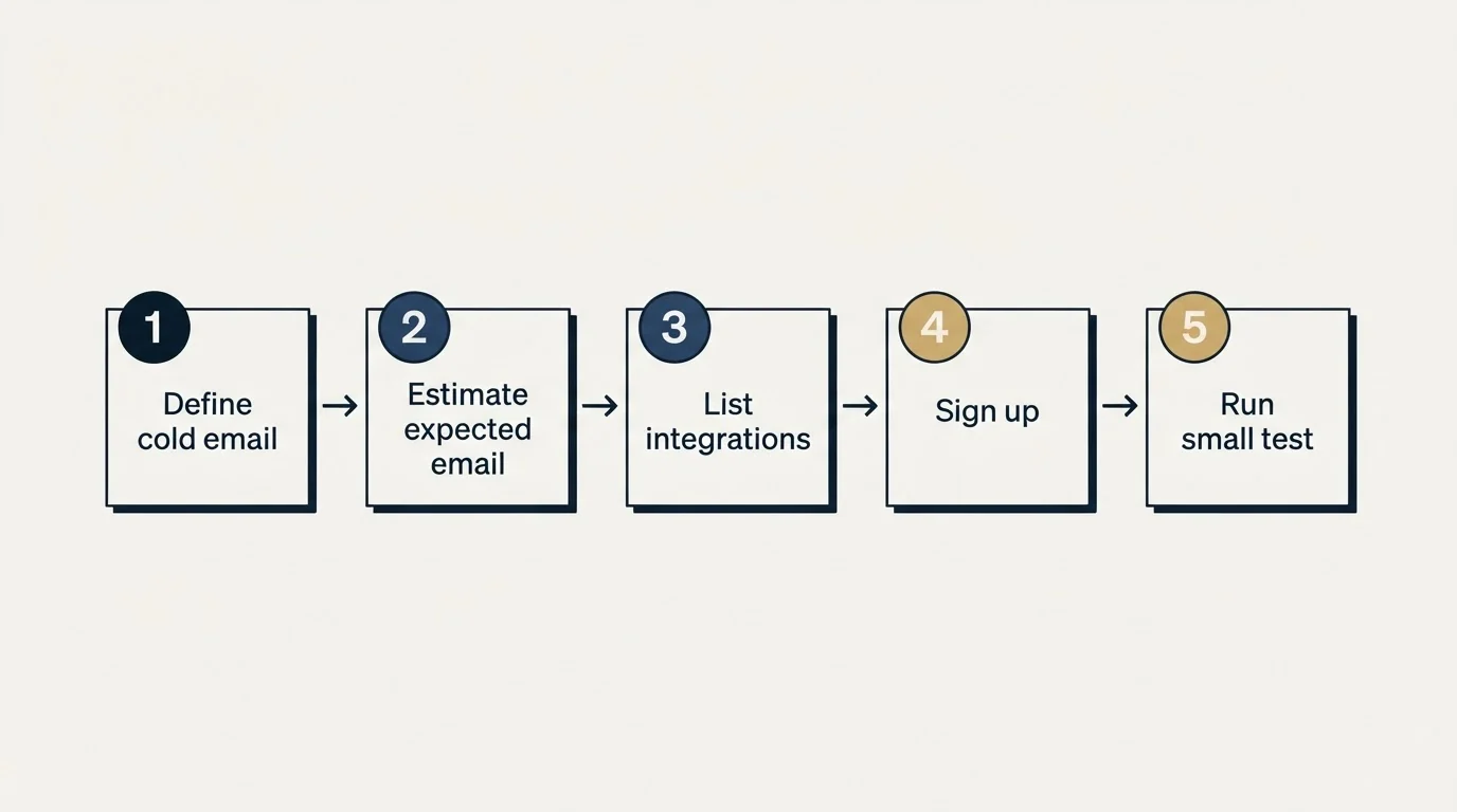 Step sequence: Getting Started Checklist (Define cold email, Estimate expected email, List integrations, Sign up)