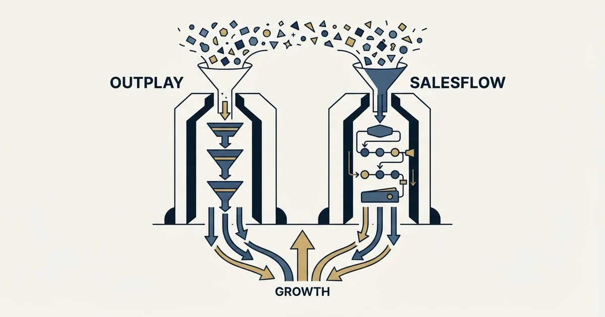 Editorial illustration for Outplay vs Salesflow