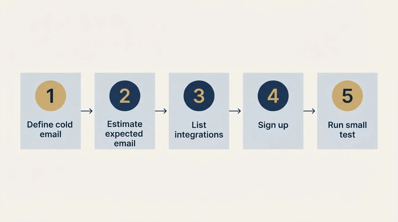 Step sequence: Getting Started Checklist (Define cold email, Estimate expected email, List integrations, Sign up)