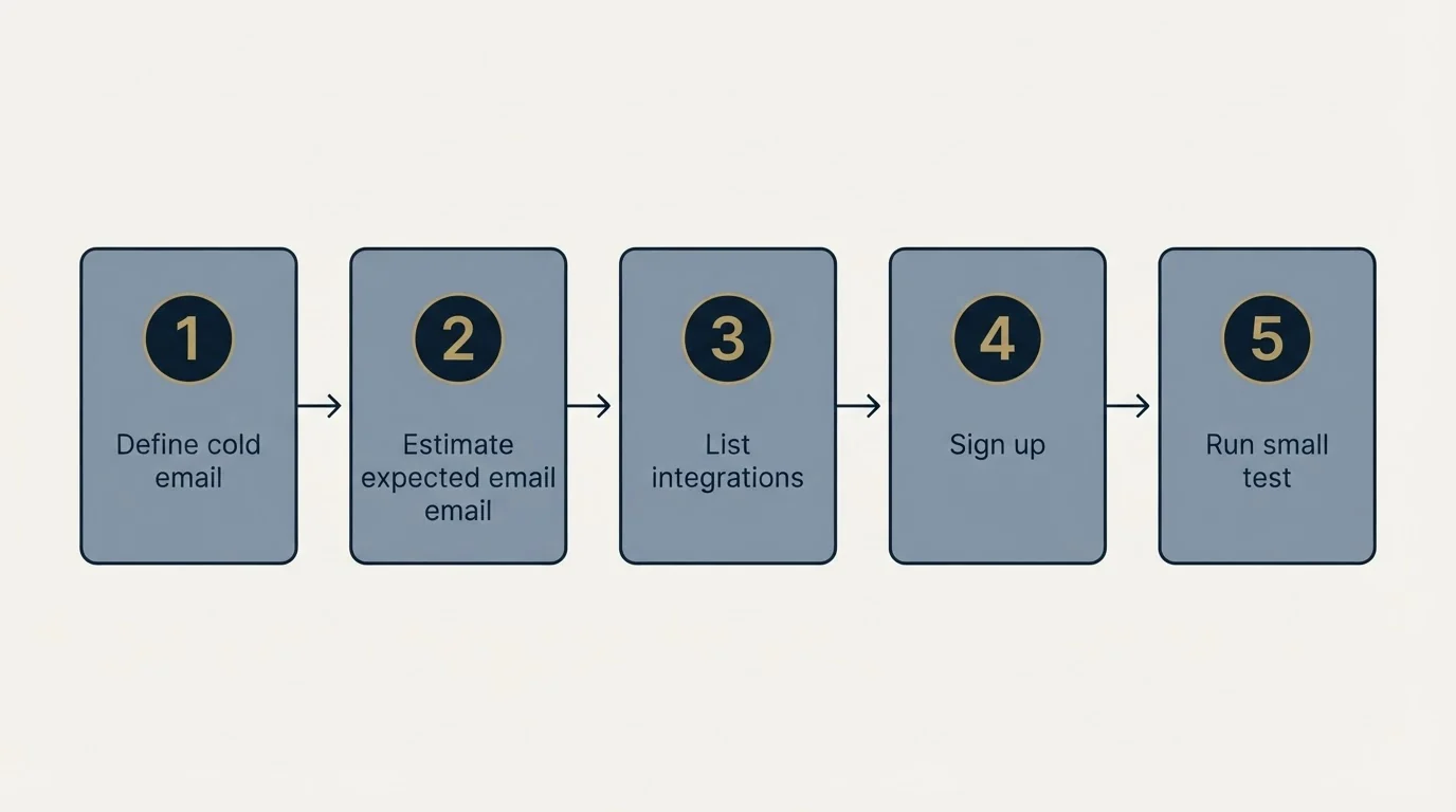 Step sequence: Getting Started Checklist (Define cold email, Estimate expected email, List integrations, Sign up)