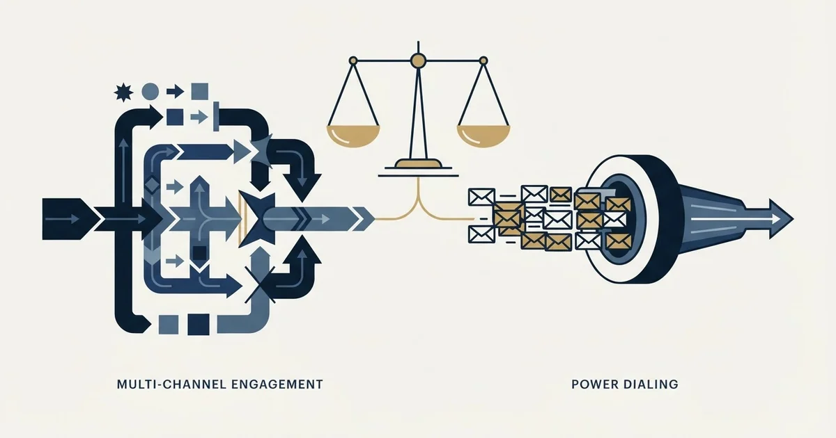 Editorial illustration for Outreach vs PhoneBurner