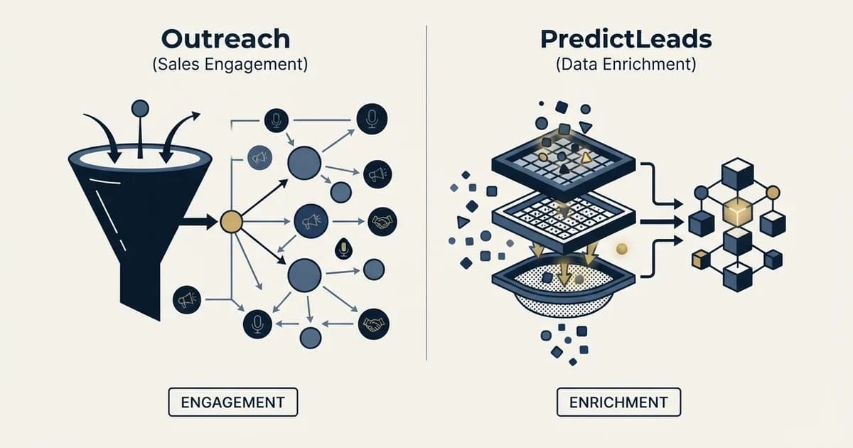 Editorial illustration for Outreach vs PredictLeads