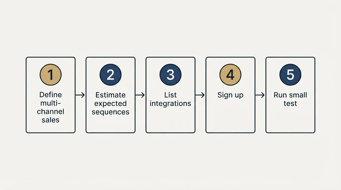 Step sequence: Getting Started Checklist (Define multi-channel sales, Estimate expected sequences, List integrations, Sign up)
