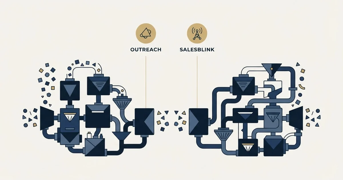 Editorial illustration for Outreach vs SalesBlink