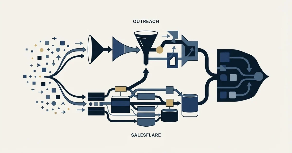 Editorial illustration for Outreach vs Salesflare