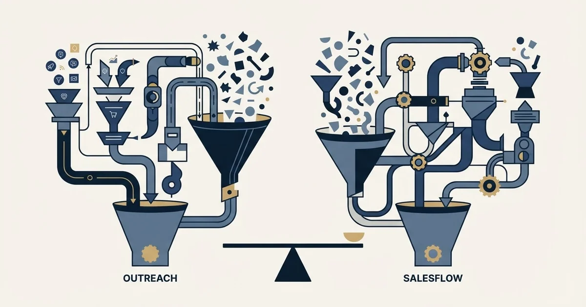 Editorial illustration for Outreach vs Salesflow