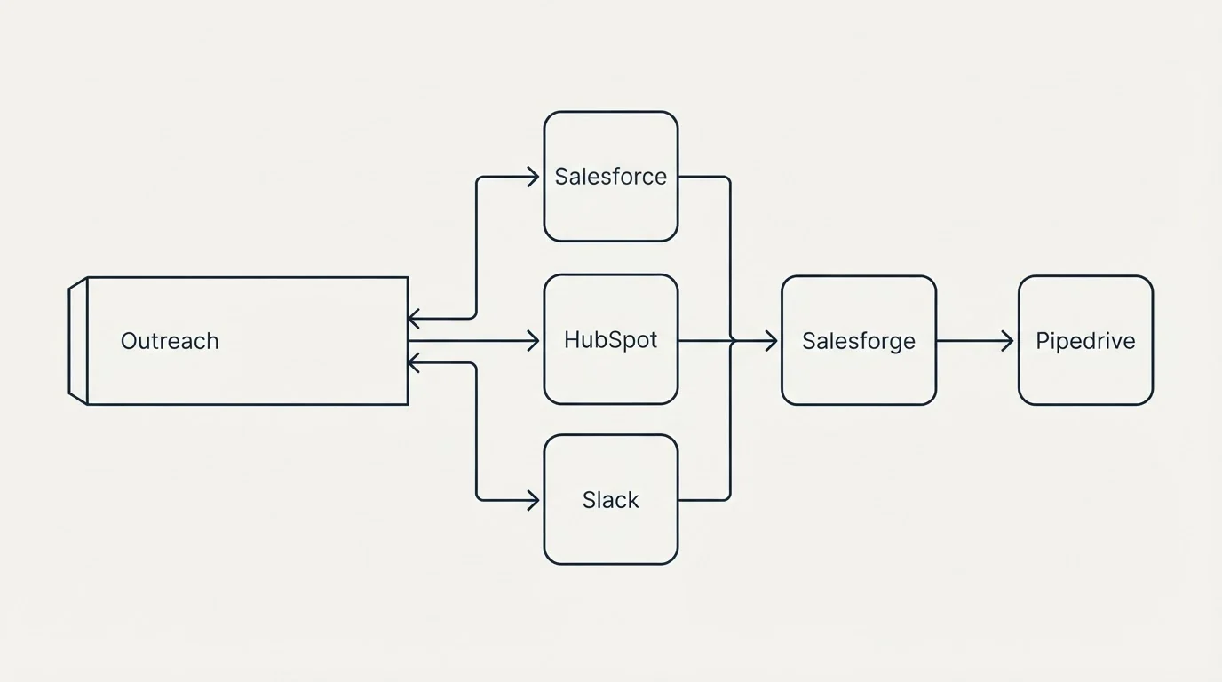 Integration flow: Integration Ecosystem (Outreach, Salesforge, Salesforce, HubSpot)