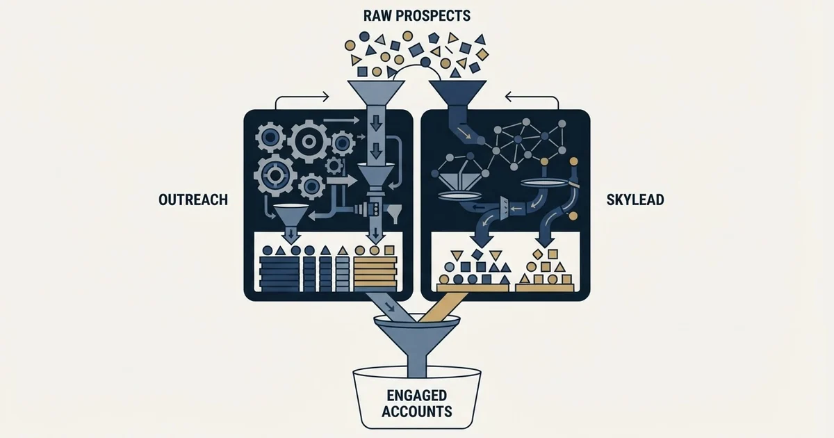 Editorial illustration for Outreach vs Skylead