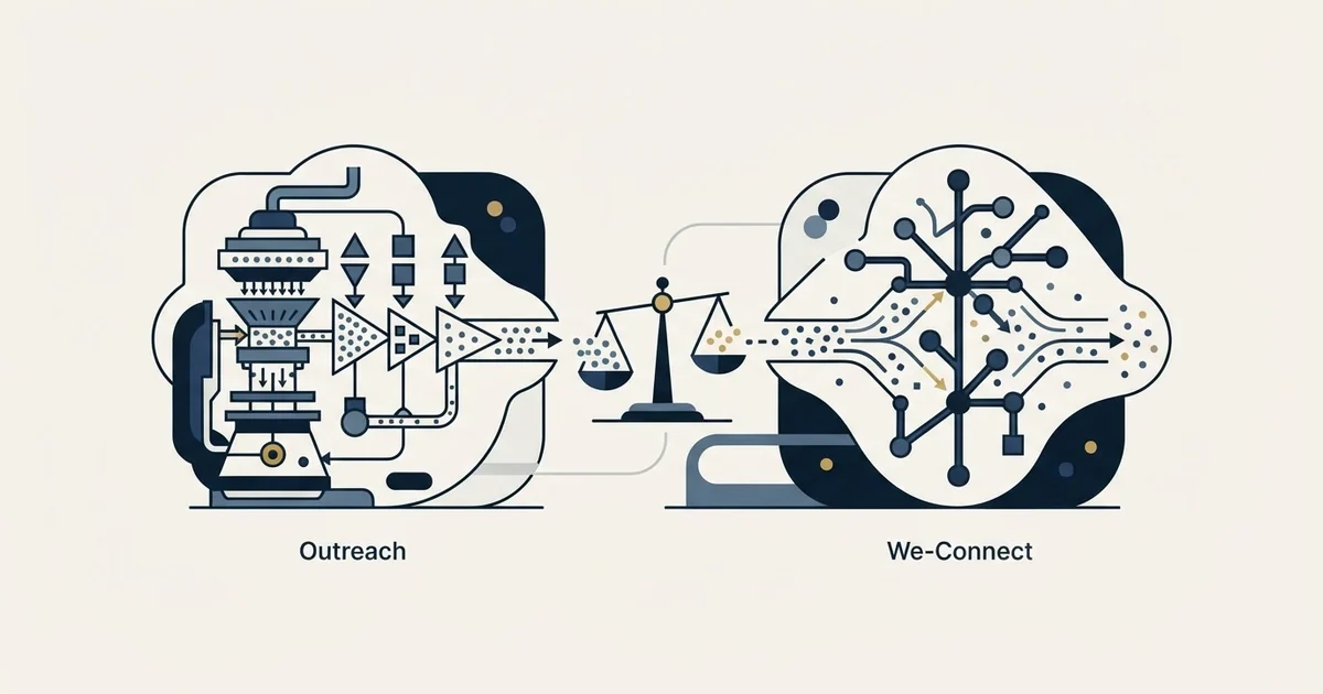Editorial illustration for Outreach vs We-Connect