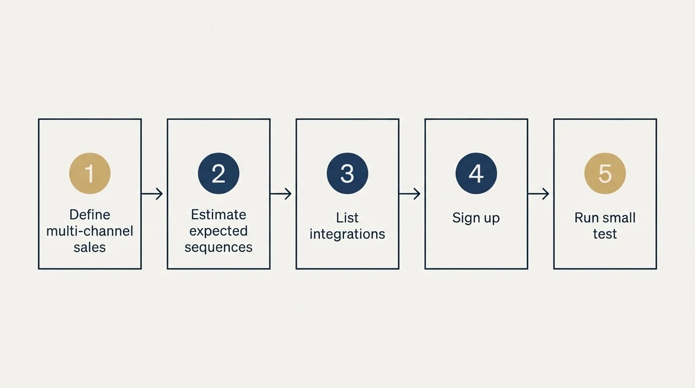 Step sequence: Getting Started Checklist (Define multi-channel sales, Estimate expected sequences, List integrations, Sign up)