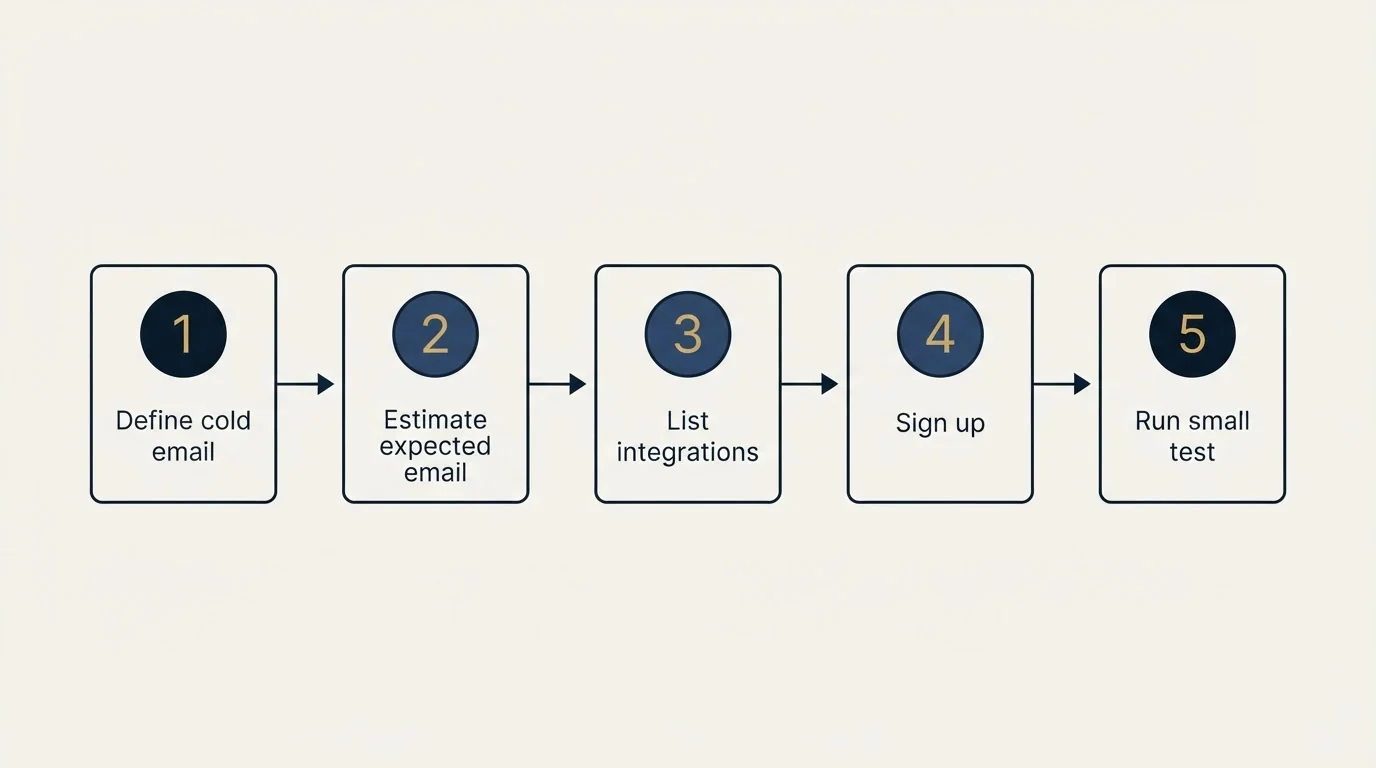Step sequence: Getting Started Checklist (Define cold email, Estimate expected email, List integrations, Sign up)