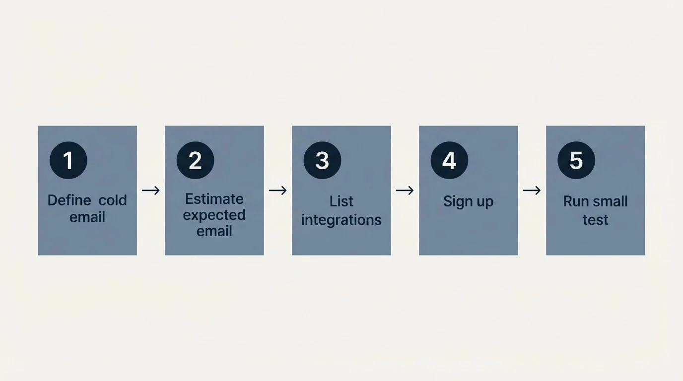 Step sequence: Getting Started Checklist (Define cold email, Estimate expected email, List integrations, Sign up)