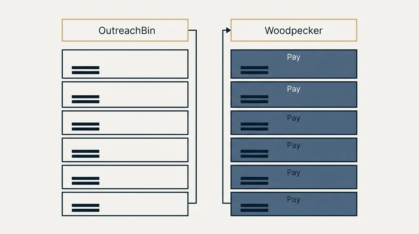 Pricing table: Pricing Comparison (OutreachBin, Woodpecker, Pay)